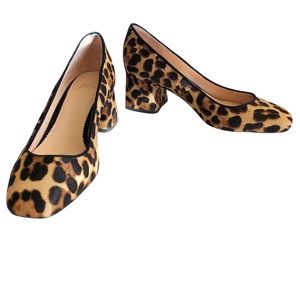 J.Crew Block-heel pumps in leopard calf hair Size 6.5
